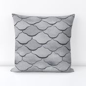 Medium Watercolor Monochrome Dulux Oolong Grey Mermaid Fish Scales with Stylised Lines
