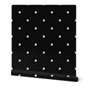 Sparse Antique White Polka Dots on Black (large scale)