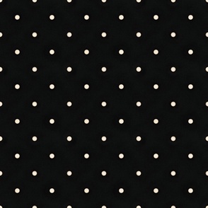 Sparse Antique White Polka Dots on Black (medium scale)