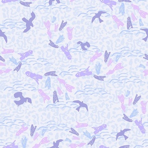 Boho Beach Fishies Lavender Blue by Jac Slade