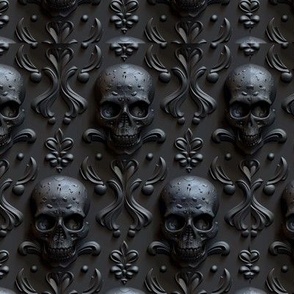 Eternal Shadows: Gothic Skull Enigma Fabric