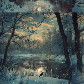 Winter Solstice Serenity: Lakeside Dreams Fabric