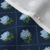 Hydrangea Grand Millennial Blue and White Classic Floral Wallpaper Navy 4in