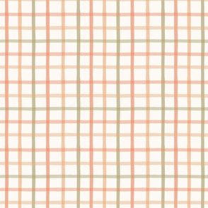 Orange-green-gold checked plaid