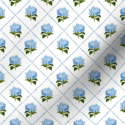 Hydrangea Grand Millennial Blue and White Classic Floral Wallpaper White 4in