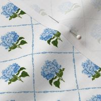 Hydrangea Grand Millennial Blue and White Classic Floral Wallpaper White 4in