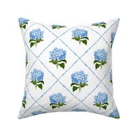 Hydrangea Grand Millennial Blue and White Classic Floral Wallpaper White 12in