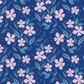 Pink Flowers on Blue background