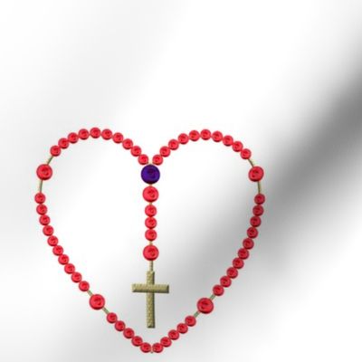 Heart-Shaped Rosary with Red and Blue Rose Beads