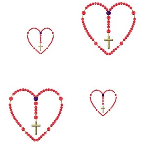 Heart-Shaped Rosary with Red and Blue Rose Beads