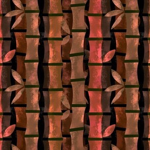 Copper Orange Rust Bamboo Wood Texture Tropical Aesthetic Tiki Bar Beach Island Pattern 