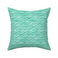 Small Watercolor Monochrome Aquamarine Green Mermaid Fish Scales with Faux Glittery Stylised Lines