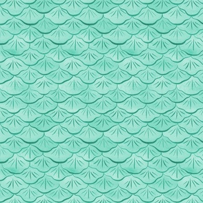 Small Watercolor Monochrome Aquamarine Green Mermaid Fish Scales with Faux Glittery Stylised Lines