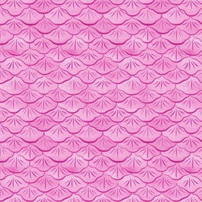 Small Watercolor Monochrome Hot Pink Mermaid Fish Scales with Faux Glittery Stylised Lines