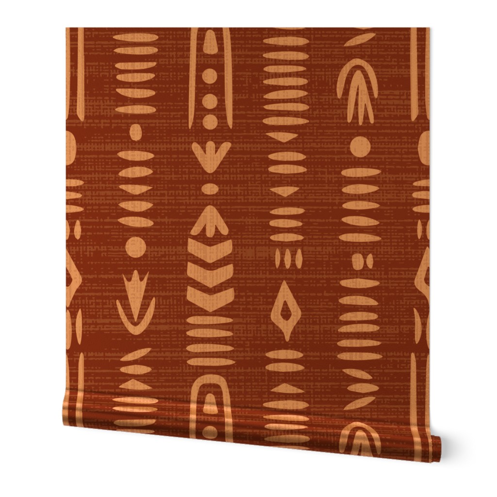 Earthy Burnt Umber Mud Cloth - Textured Tribal Pattern for Rustic Decor
