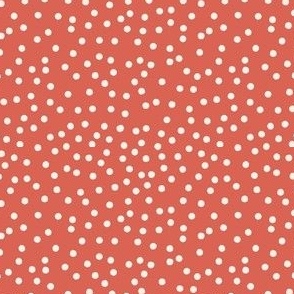 Ditsy Dots Irregular White Cream on Red Complimentary 