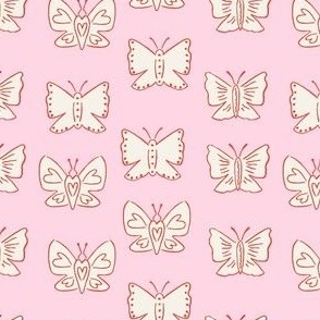 Sweet Butterflies Cream White on Pink 