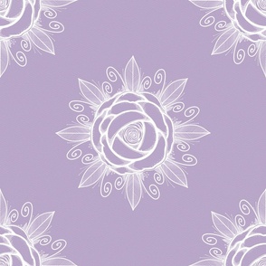 Leafy Rose White And Lavender