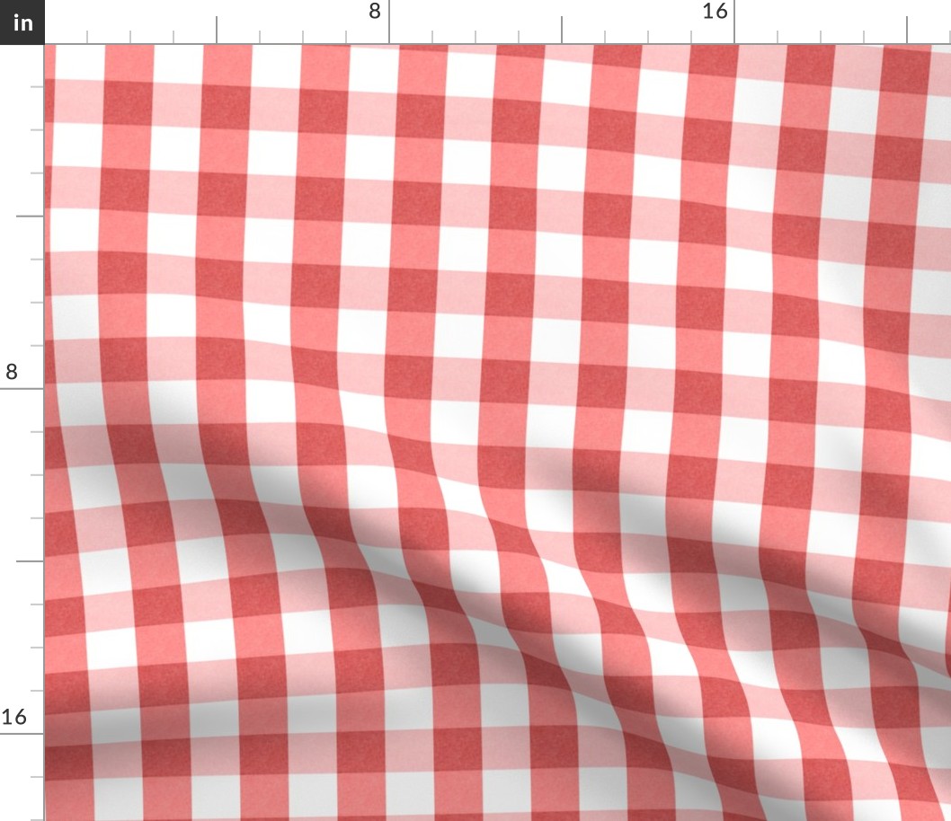 Gingham check in flame - large - 2”