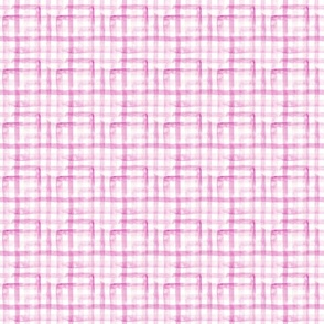 3" Watercolor plaid in fuchsia pink