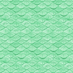 Small Watercolor Monochrome Mint Green  Mermaid Fish Scales with Faux Glittery Stylised Lines