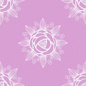 Leafy Rose White And Light Purple