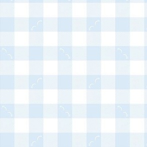 Sky blue and white gingham with cute eyelashes