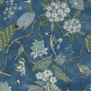 Chinoiserie Chintz green-and-blue large greener