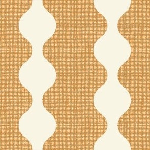 Terracotta orange retro circle stripes on burlap crosshatch woven texture background