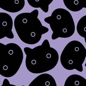 Basic kawaii cats - halloween black cat design on lilac purple 