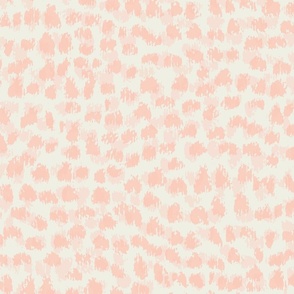 Abstract dot in off white and coral pink hand drawn expressive spots