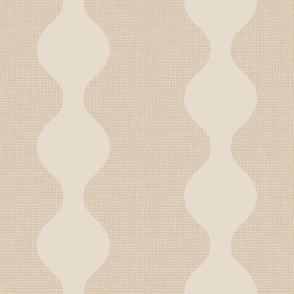 Neutral warm sandy beige retro circle stripes on burlap crosshatch woven texture background