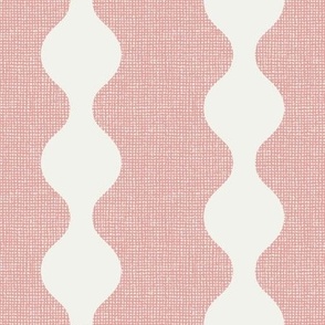 Pink rose retro circle stripes on burlap crosshatch woven texture background
