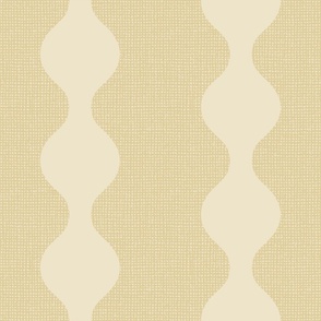 Bone and mustard yellow retro circle stripes on burlap crosshatch woven texture background