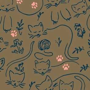 Sleeping cats khaki (LARGE)