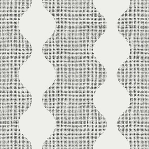 White and black retro circle stripes on burlap crosshatch woven texture background