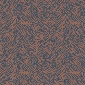 Palm Tangle (blue grey on toffee brown - big)