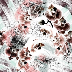 Orchids. Abstract floral pattern on a grunge background.