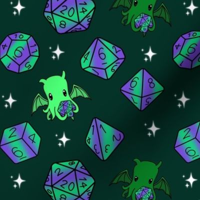 Cthulhu loves dice on green