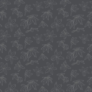 Floral Minimalism Line Art | Small Scale | Dark Grey, Beige Tan | non directional flowers