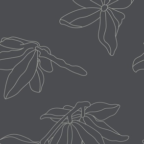 Floral Minimalism Line Art | Jumbo Scale | Dark Grey, Beige Tan | non directional flowers