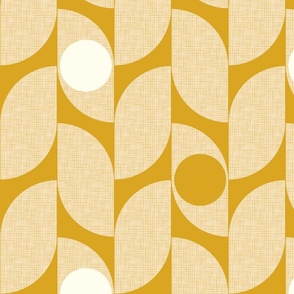 mid century modern leaves - mustard linen texture