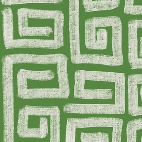Handmade Paint Scribble Shapes Organic Boho Fresh Green Key Large