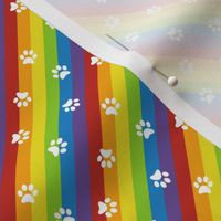 diagonal rainbow stripes with paw prints | tiny