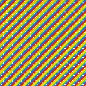 diagonal rainbow stripes with dog bones | tiny