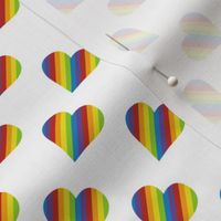 diagonal hearts with rainbow stripes on white | tiny