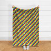 diagonal rainbow stripes with dog bones | small