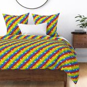 diagonal rainbow stripes with dog bones | small