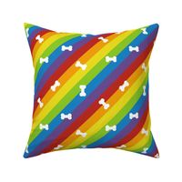 diagonal rainbow stripes with dog bones | small