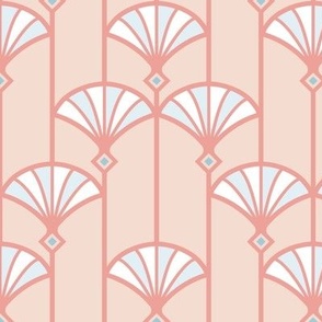 Luxury vintage pattern of palms in Art deco style. Pink version.
